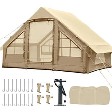 Load image into Gallery viewer, Inflatable Tents for Camping, 4-6 Person Easy Blow Up Tent with Hand Pump,4 Seasons Waterproof Air Inflatable Camping Tent House for Family Weekend Camping,Beige
