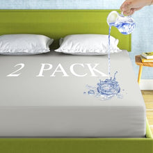 Load image into Gallery viewer, 2 Pack Mattress Protector Queen Size 100% Waterproof Fitted Mattress Cover, Breathable Noiseless &amp; Machine Washable Bed Cover Deep Pocket from 5" to 21", Bed Protector for Pets Kids Adults Light Grey
