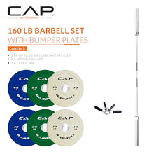 Load image into Gallery viewer, CAP Barbell Olympic Weight Set with 7ft Barbell &amp; Bumper Plates , 160-370 lbs. | Multiple Options
