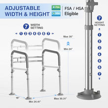 Load image into Gallery viewer, Loyoda Foldable Toilet Safety Rails for Seniors - Adjustable Toilet Safety Frame &amp; Toilet Handles for Elderly &amp; Disabled, Fits Most Toilets, 350lb Capacity, Gray
