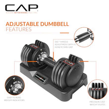 Load image into Gallery viewer, CAP ADJUSTABELL® 25 lb Pair of Adjustable Dumbbells with Contoured Full Rotation Handle, Honeycomb Black Handle
