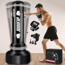 Load image into Gallery viewer, Heavy Punching Bag with Stand Adults Teens, 70" Freestanding Punching Bag with Boxing Gloves and Electric Air Pump, Women Men Standing Inflatable Boxing Bag for Training MMA Thai Fitness
