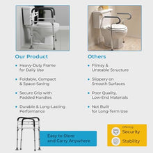 Load image into Gallery viewer, Toilet Safety Rails with Handles – Adjustable Toilet Safety Frame for Seniors, Handicap &amp; Disabled, Toilet Assistance for Elderly, Heavy-Duty Anti-Slip Support - Fits All Toilets (Black)

