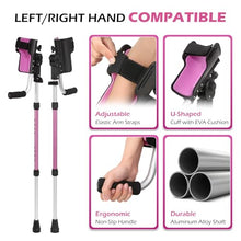 Load image into Gallery viewer, Dyna-Living Ergonomic Forearm Crutches for Adults -  Lightweight Aluminum Crutches with Adjustable Elbow Elastic Band
