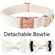 Load image into Gallery viewer, ARING PET Bowtie Dog Collar-Velvet Dog Collars with Detachable Bowtie, White Wedding Soft Dog Collar,Small.
