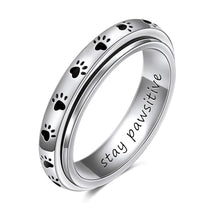 Load image into Gallery viewer, LYTTMAB Stay Pawsitive Ring Anxiety Ring for Women Spinner Ring, Sterling S925 Silver Fidget Ring Animal Cat Paw Dog Ring Size 10
