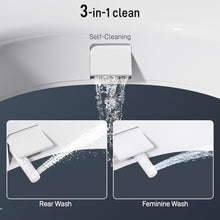 Load image into Gallery viewer, BIGCOW Raised Toilet Seat with Bidet - Elongated, Soft Close, 3" Height - Dual Nozzle (Frontal &amp; Rear Wash) with Adjustable Cold Water Pressure and Stainless Steel Inlet (Elongated)
