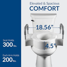 Load image into Gallery viewer, Bemis Rise 4.5" Raised Toilet Seat with Support Handles, Hinges Never Loosen, Fits Round and Elongated
