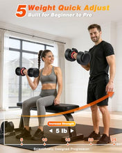 Load image into Gallery viewer, Rendpas Adjustable Dumbbells of 2, 1-Sec Weights Dumbbells Set, 5 in 2 Free Adjustable with Anti-Slip Texture Handle, Weight Set For Home Gym Suit both Men and Women
