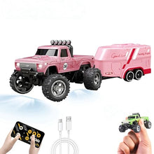 Load image into Gallery viewer, 1/64 Scale Mini Remote Control Monster Truck with Trailer, 2.4Ghz &amp; APP Remote Control, Rechargeable Alloy Shell
