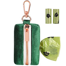 Load image into Gallery viewer, ARING PET Dog Poop Bag Holder, Velvet Doggy Waste Bag Dispenser Attach to Any Leashes, Dark Green Portable Washable Pet Waste Pouch Dispenser with Metal Zipper

