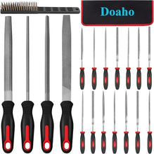 Load image into Gallery viewer, 19Pcs Metal File Set,Files Tool Kit for Woodworking with Needle File,Flat,Round,Half-Round,Triangle Shapes,Brush &amp; Carry Case for Sharpening,Wood and Steel Deburring,Craft
