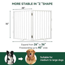 Load image into Gallery viewer, Snagle Paw Full Metal Freestanding Dog Gate,Indoor Pet Gate with Floor Protect Support Feet, 40x32 Inches Foldable Dog Fence for Stairs, Hallways and Doorways (32'' H 2 Panel, White
