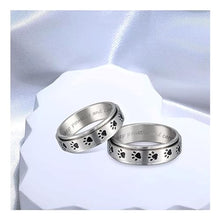 Load image into Gallery viewer, LYTTMAB Keep Pawstive Anxiety Ring for Women &amp; Men - Titanium Stainless Steel Paw Fidget Ring, 6mm Width, Black, Engraved, Size 10
