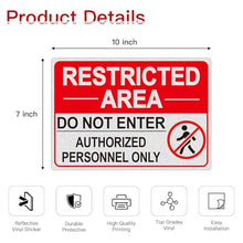 Load image into Gallery viewer, Do Not Enter Signs, 2 Pack Restricted Area Authorized Personnel Only Sign
