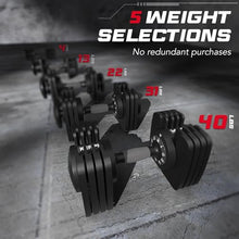 Load image into Gallery viewer, Keppi Adjustable Dumbbells Set-40lb Pair, Anti-Slip Metal Fast Adjust Weight Handle, Exercise &amp; Fitness for Full Body Workout -DBA40(Pair)
