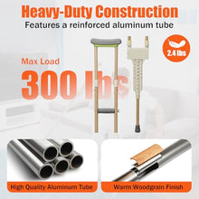 Load image into Gallery viewer, Aluminum Crutches for Adults, Pair of Height Adjustable Crutch (Fits 5'0" - 5'10"), Universal &amp; Lightweight Crutches

