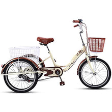 Load image into Gallery viewer, Three Wheel Bike, 20in Adult Tricycle with Shopping Basket Cruiser Bike High Carbon Steel Frame for Recreation Shopping
