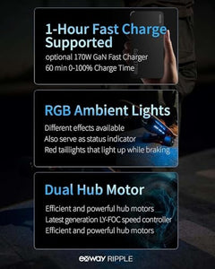 Electric Skateboard with Remote, Top Speed 22 Mph, 7.5 Miles Range, Built-in RGB Ambient Lights, Surf Skateboard Mini Cruiser