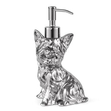 Load image into Gallery viewer, NEWHENGS Yorkshire Terrier Shaped Soap/Lotion/Hand Sanitizer Dog Lover Stainless Steel Pump Dispenser for Dog Gifts, Refillable for Kitchen and Bathroom(Silver)
