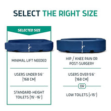 Load image into Gallery viewer, Lunderg Padded Toilet Seat Riser for Seniors - Adds 2 inches. Universal Fit - FIRM Raised Toilet Seat Cushion with High-Density Foam for Enhanced Comfort &amp; Elevation. Post-Surgery Must have (Blue)
