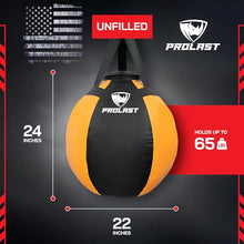 Load image into Gallery viewer, PROLAST Wrecking Ball Heavy Punching Bag for Adults, Hook and Uppercut, Body Snatcher, Boxing, MMA, Muay Thai Training Equipment, Unfilled, 65 lbs, Rhino Yellow
