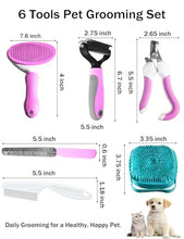Load image into Gallery viewer, Dog Cat Grooming Kit, Brushes, Dematting Rake and Comb, Nail Clipper, Nail File, Flea Comb (Pink 6 Kits)
