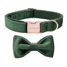 Load image into Gallery viewer, ARING PET Dog Collars with Bowtie-Velvet Dog Bow tie Collar, Adjustable Dark Green Dog Collar
