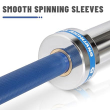 Load image into Gallery viewer, RICHUANG 7ft Olympic Barbell, Weightlifting 28mm 45lb - 500/700/1000lbs Capacity (Silver-Blue-500LBS)
