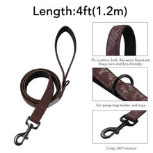 Load image into Gallery viewer, Soft Leather 4ft Dog Collar and Leash Set,Stylish 4ft PU Leather Dog Training Leash, Adjustable Durable Pet Collars with Quick Release Buckle for Large Dogs,Medium Dogs,Mocha

