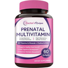 Load image into Gallery viewer, Doctor's Recipes Prenatal Multivitamin with DHA &amp; Folate (L-5-MTHF) for Expecting &amp; Planning Moms, Gentle Comprehensive Nutrient Support, 60 Softgels
