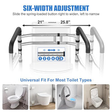 Load image into Gallery viewer, UGarden Toilet Safety Rails, Stainless Steel Adjustable Toilet Frame with Soft Handles&amp;Tissue Holder, 380LBS Foldable Detachable Toilet Safety Frame for Elderly, Seniors, Handicap &amp; Disabled
