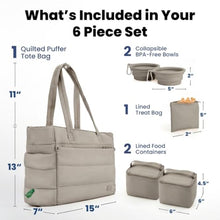Load image into Gallery viewer, Rubyloo Puffer Dog Travel Bag for Dog Moms, Diaper Bag with Travel Bowls
