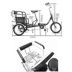 Generic 16in Adult Tricycle High-Carbon Steel Three Wheel Cruiser Bike with Rear Seat & Large Basket