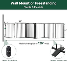 Load image into Gallery viewer, Snagle Paw Full Metal Freestanding Dog Gate with Door, 120” W x 24” H Pet Gate with Support Feet for Doorways, Stairs and Hallways, Portable Dog Fence for Indoor Use(24" 6 Panel, Black)
