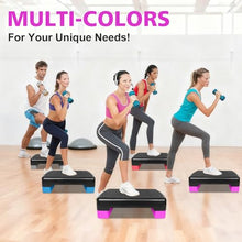 Load image into Gallery viewer, MIIUDGIG 18'' Adjustable Aerobic Step Platform, Adjustable Fitness 4-6in Exercise Stepper Workout with 2 Risers, Aerobics Stepper Workout Stepper for Home Gym Cardio Strength &amp; Training (Purple)
