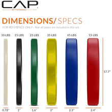 Load image into Gallery viewer, CAP Barbell 370 lb Competition Olympic Weight Set with 7ft Chrome Barbell &amp; Color Bumper Plates
