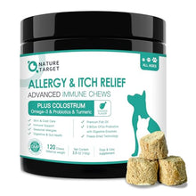 Load image into Gallery viewer, NATURE TARGET Dog Allergy Relief Freeze Dried Chews, with Probiotics, Colostrum for Immune Health, Anti Itch &amp; Seasonal Allergies &amp; Scratching, Omega 3 for Skin &amp; Coat Health, Pawlicking, Hot Spots

