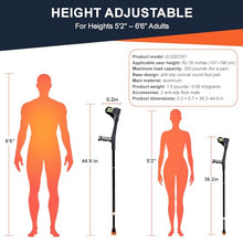 Load image into Gallery viewer, Folding Forearm Crutche for Adults - 10-Level Adjustable Telescopic, Lightweight Aluminum and TPR
