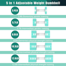 Load image into Gallery viewer, Adjustable Weight Dumbbells Set of 2, 3.4lb/5.7lb/8lb/10.3lb/12.6lb Each Hand Weight Sets for Women/Men, Adjustable Dumbbells Set for Home Gym Fitness Workout Strength Training
