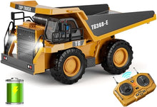 Load image into Gallery viewer, KIDMARKT RC Dump Truck Toy for Kids | 9-Channel Metal Construction Vehicle with Working Bed, Lights &amp; Sounds.

