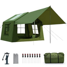 Load image into Gallery viewer, Inflatable Camping Tents with Canopy, Blow Up Tent for Camping Adults 4-6 People, Inflatable Hot Tent with Stove Jack &amp; AC Ports, Glamping Tents for Outdoors, Easy Setup with Air Pump
