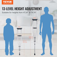 Load image into Gallery viewer, VEVOR Underarm Crutches, 13-Level Height Adjustable Underarm Walking Crutches, 1 Pair 300LBS
