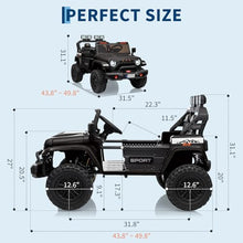 Load image into Gallery viewer, 24V Ride On Toys for Big Kids, Extend Car Body, 2 Seater Ride On Toys with Remote Control, Black

