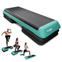 Load image into Gallery viewer, Yes4All Adjustable Workout Aerobic Exercise Step Platform with 4 Adjustable Risers Included and Extra Risers Options - Green Black
