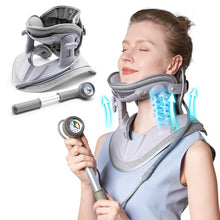 Load image into Gallery viewer, Cervical Neck Traction Device, Adjustable Cervical Traction Device with 3 Power Traction, 8 Airbag Support for Neck Pain Relief Neck Stretcher Air Pump Neck Brace
