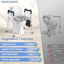 Load image into Gallery viewer, KingPavonini Toilet Seat Risers for Seniors, Raised Toilet Seat with Handles with Adjustable Height &amp; Width
