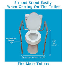 Load image into Gallery viewer, Carex Toilet Safety Rails, Adjustable and Detachable Toilet Safety Frame with Handles for Elderly, Handicap, or Disabled, Heavy-Duty Non-Slip Bathroom Grab Bar, with Padded Handles and Aluminum Frame
