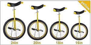 18 inch Unicycle Perfect Beginner Unicycle with Adjustable seat Extra-Thick Tires Load 150 kg/330 lb (Size : 20inch) (18inch)
