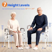 Load image into Gallery viewer, Raised Toilet Seat with Handles - Width &amp; Height Adjustable Toilet Seat Risers for Seniors
